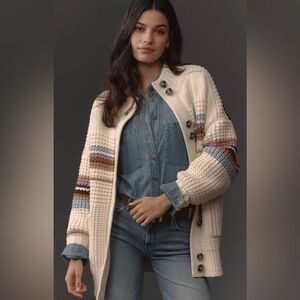 Anthropologie x Maeve High-Collar Mixed-Stitch Cardigan Sweater Size XS NWT